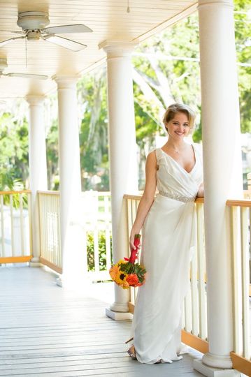 Bride standing on a porch in Orlando
