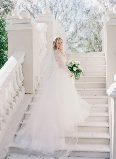 Bride at Golden Ocala Stairs